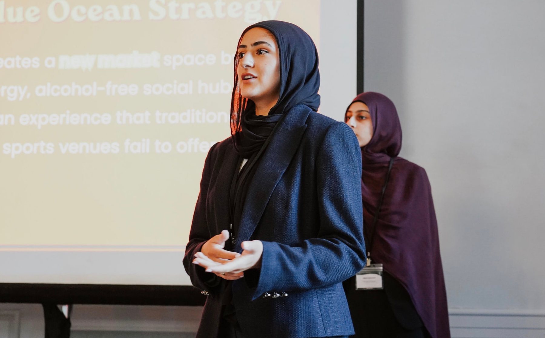 Student presenting an idea at the conference